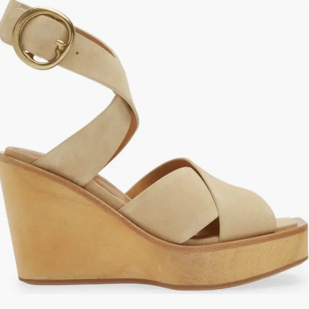rag & bone Beige Santiago Crisscross Wedge Sandal (Women) size 8.5